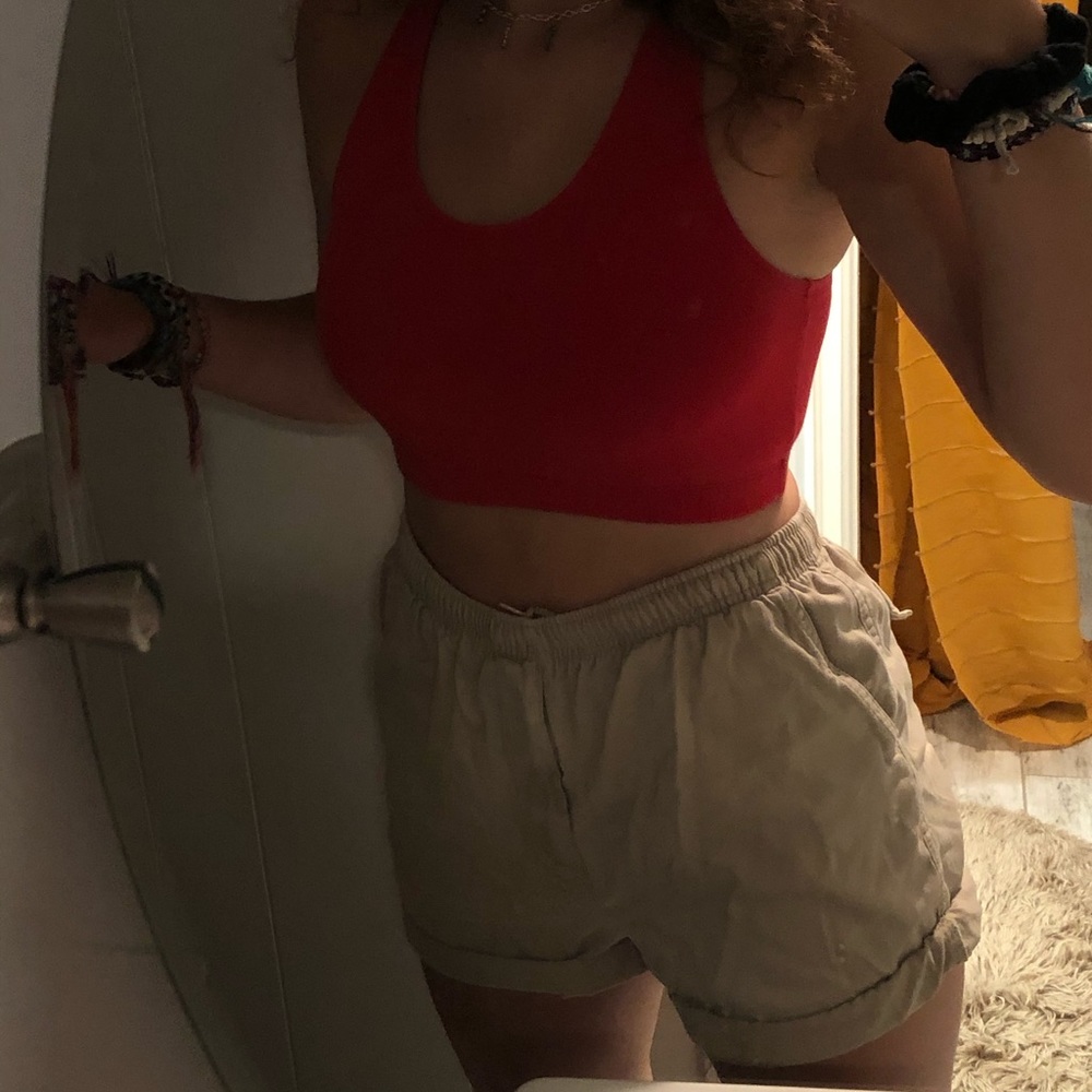 high waisted khaki shorts!